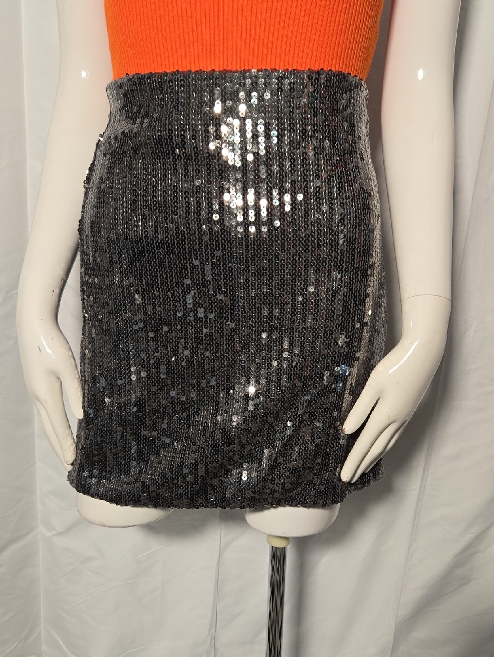 Xhilaration Silver Sequin Mini Skirt